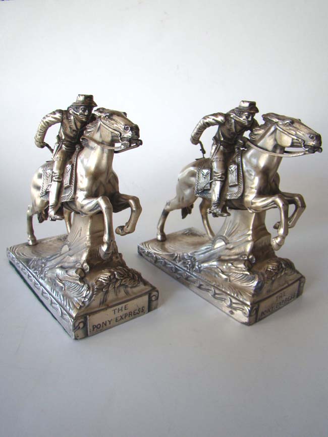 An EXTREMELY RARE pair of PONY EXPRESS bookends by Jennings Brothers circa 1940 — image 2